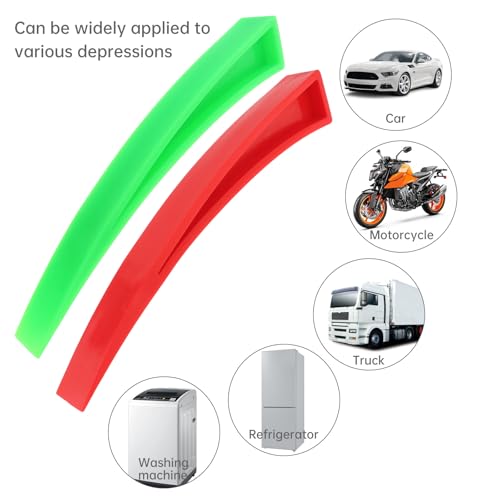 ePathChina 4PCS Window Curved Dent Repair Tools, Car Body Repair Plastic Wedge DIY Plastic Chisel Scraper Car Door Unlocking Kit, Red and Green Lacquer Free Dent Repair Tool - Thumbnail 3