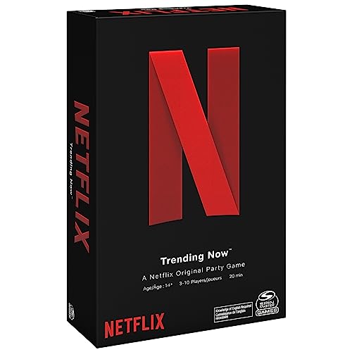 Spin Master Games Netflix, Trending Now - Juego de Cartas para Fiesta Familiar con Divertidas Tarjetas de programas de televisión, para Adolescentes y Adultos a Partir de 14 años