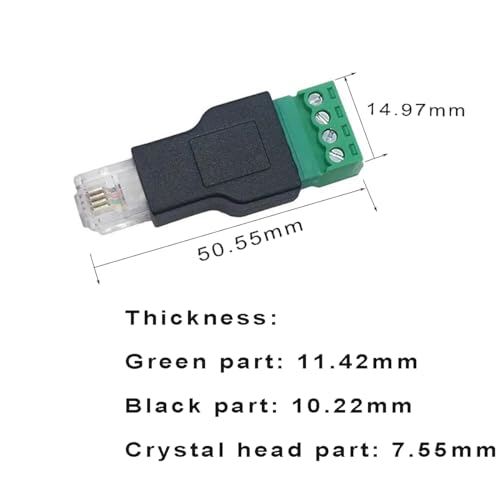 Adaptador Conector RJ11 Macho a Terminal de Tornillo 4 Pines x2 miniatura 2