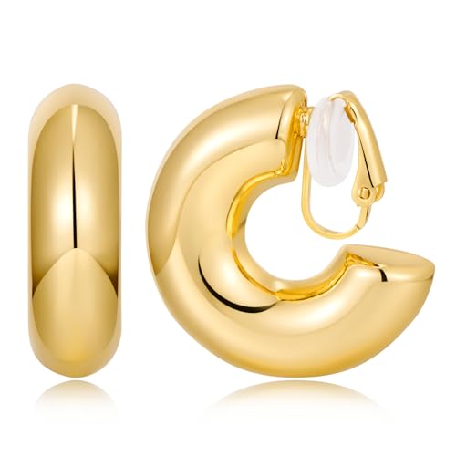 Boucles d'oreilles créoles à clip en or WOWORAMA classiques et minimalistes pour femme