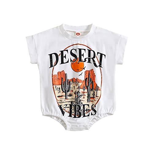 Image of Kupretty Baby Girl Summer Clothes Bubble Oversized Romper T Shirt Tops Short Sleeve Graphic Bodysuit Boho Infant Clothing (A White, 0-3 Months)