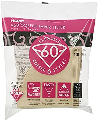 HARIO VCF-01-100M 1-Piece Box of Paper Filter for 01 Dripper Misarashi