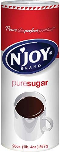 N'Joy Sugar Canister | 20 Ounce, Pack of 6 | 100% Pure Granulated Sugar| Easy Pour Lid, Bulk Size