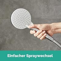hansgrohe Crometta S - wassersparendes Duschsystem (EcoSmart) mit Thermostat, Regendusche (240 mm) mit Armatur, Handbrause (2 Strahlarten), Schlauch, Brausestange und Kopfbrause, Chrom, 27268000 – Ansicht 8