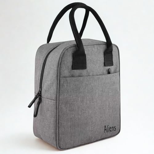 Image of Aliens Insulated Lunch /Tiffin /Travel /Storage Bag, Water-Repellent, Keeps Hot and Cold Lunch Box for Unisex - Office, Travel, School, College and Picnic Lunch Box & Bottle Pouch-Grey