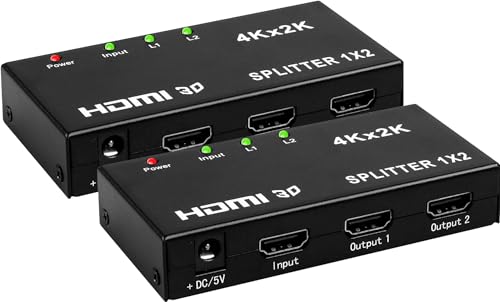 Logianami HDMI 分配器 スプリッター 1入力 2出力 同時出力 4K*2K 30Hz 3D 映像対応 (2台セット)
