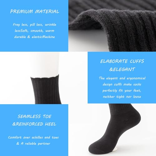 Image of PADFOM Women Thin Cashmere Socks, Soft Socks Women Above Crew Socks 5 Pairs Size 5-9