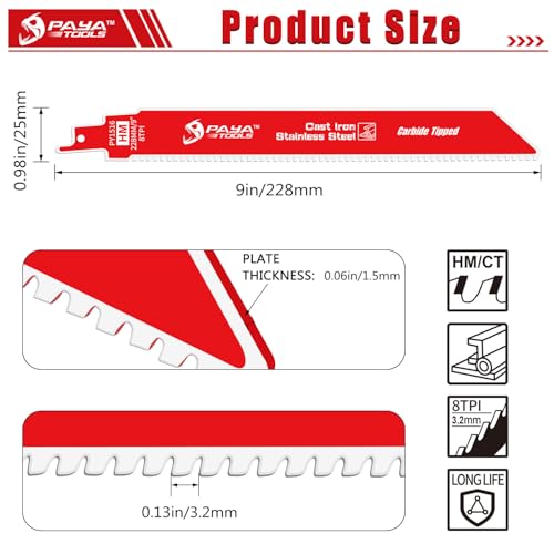 PAYA TOOLS Carbide Reciprocating Saw Blade
