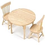 1/12 Miniature Dollhouse Round Table and 2 Chairs...