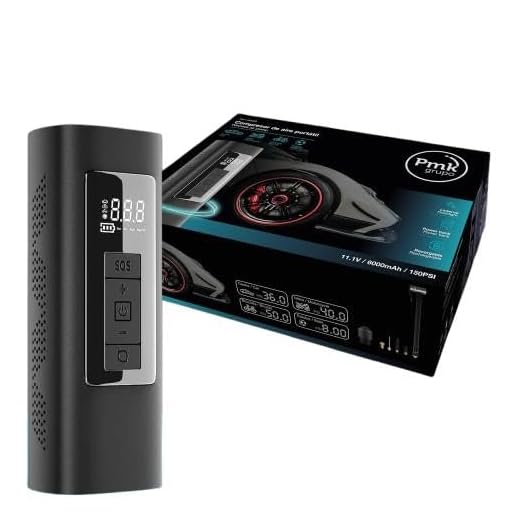 PMK GRUPO - Compresor Aire Coche 6000mAh 150PSI | Inflador portátil eléctrico ruedas bicicleta, moto, pelotas | Con Linterna, Luz de emergencia y Power Bank
