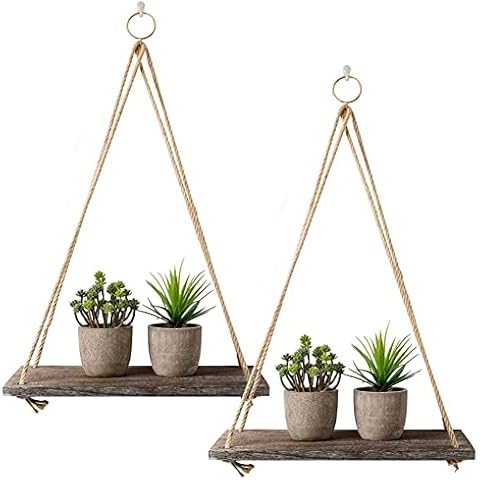 Estantería rústica de madera con cuerda para colgar Cover