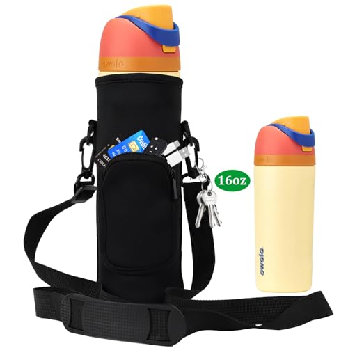 NUENSS-ROR Carrier Bag for Owala Kids FreeSip Water Bottle 16 oz，Black