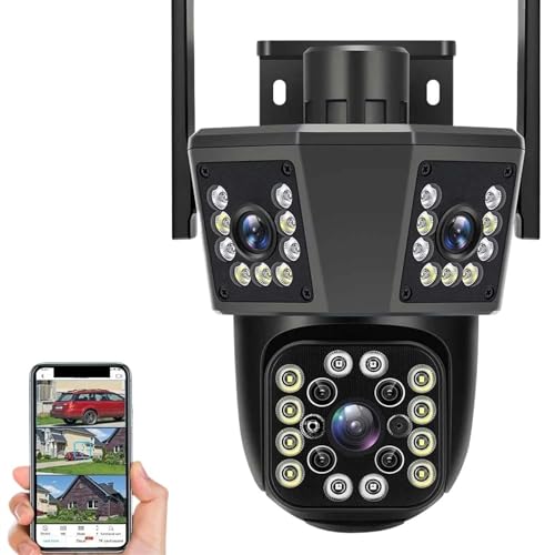 Cámara de seguridad 6K contra robos: vigilancia PTZ inteligente con tres lentes y tarjeta 64G 2