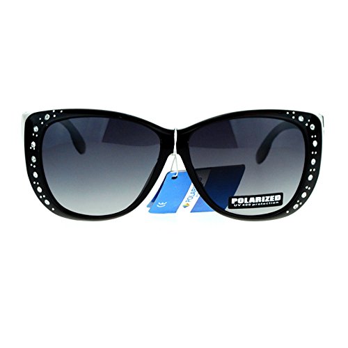 Sa106 PL7833BX-SHNYBK Polarized 55Mm Fit Over Otg Butterfly Rhinestone Diva Sunglasses Shiny Black thumb #1