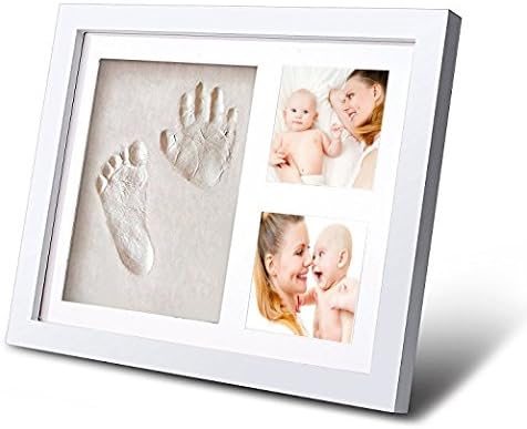 CISC Baby Handprint and Footprint 12' x 10' Keepsake Picture Frame- Frame Kits & Non-Toxic Clay! Best Gift in Baby Shower! Perfect Item for Registry! Personalized Album for Baby Boys & Girls!