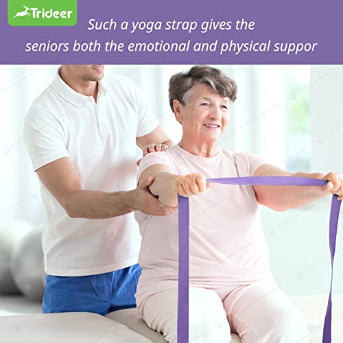 Trideer Yoga Strap Yoga Bands Yoga Strap For Stretching Yoga Belt Pilates Straps With Extra Safe Adjustable D-Ring Buckle, Non-Elastis Yoga Accessories For Pilates, Gym Workouts, Physical Therapy, Improves Sitting Posture For Women & Men (6Ft, Purple) #TOP5