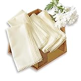 Solino Home Ivory Cloth Napkins Set of 4 - Decorative Cotton Linen Dinner Napkins 20 x 20 Inch for Spring, Easter - Maddie Machine Washable