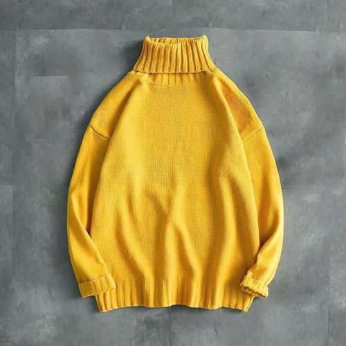 Men Turtleneck Knit Sweater Fall Winter Thick Warm Casual Loose Jumper Tops Oversize Hip Hop Drop Shoulder Sweaters2