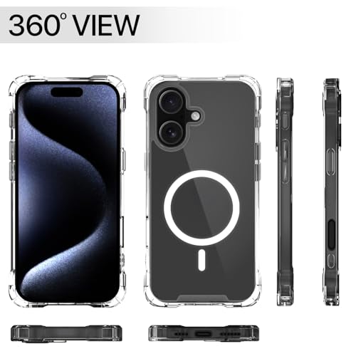 Image of Amazon Basics Back Cover for iPhone 16 Plus Mag-Safe Shockproof PC + TPU Protective Case Magnetic Support Bumper Case (Transparent Mag-Safe)