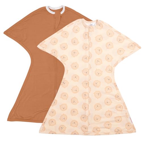 Image of SleepingBaby Zipadee-Zip Transition Swaddle - Baby Swaddling Blanket with Zipper Convenience - Roomy Baby Wearable Blanket for Easy Diaper Changes - Lions, Small (4-8 Month) - 2 Pack