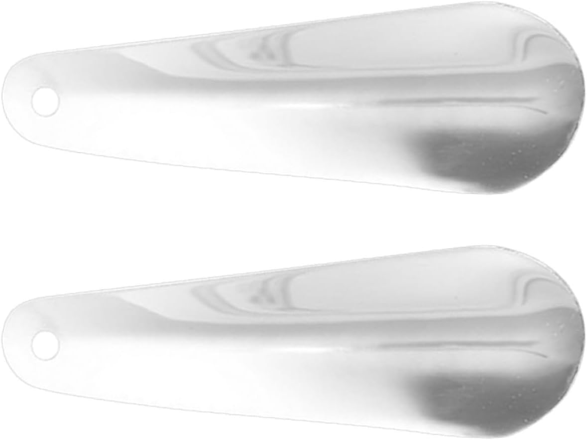 BESPORTBLE 2pcs Stainless Steel Short Shoe Horn Set for Home Travel Silver