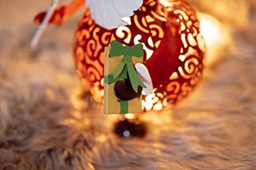 Marco Paul Traditional Christmas Filigree Santa Claus Christmas Ornaments with 15 LED Light Up Battery Operated Hand Painted Free Standing Christmas Decorations Pre-Lit Festive Father Xmas Home Decor