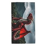 Design élégant : nos majestueuses serviettes de bain dragon rouge présentent une impression moderne d'un seul côté, ajoutant une touche de sophistication à vos essentiels du quotidien