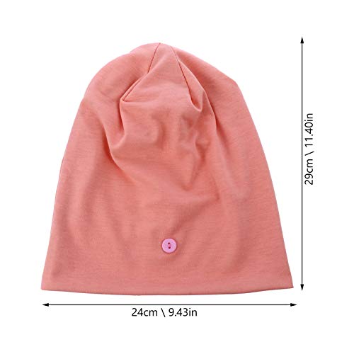 Lurrose 4 Pcs Feminino Gorro Elástico de Turbante de Algodão Com Botão de Cabelo Comprido Capô para
