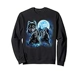 Three Wolves Howling and Moon, Wolf Sweatshirt