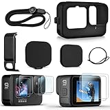 【Funda de silicona para Hero10/Hero9】 funda protectora de silicona de alta calidad que protege tu Hero9 Hero10 de arañazos sin añadir volumen extra. El diseño de apertura lateral te permite cargar la cámara mientras grabas durante largos tiempos de funcionamiento.