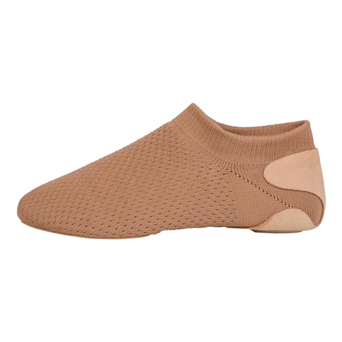Linodes Unisex 019 Nylon Upper Leather Sole Slip-on Jazz Shoe for Women and Men's Dance Shoes-Brown 8.5M by Linodes - Used condition - Image 4