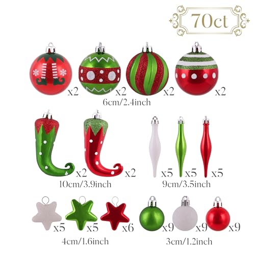 Victor's Workshop Weihnachtskugeln 70tlg. Kunststoff Christbaumkugeln Weihnachtsdeko Weihnachtsbaum Dekoration Set Plastik Weihnachten Deko… – Ansicht 4