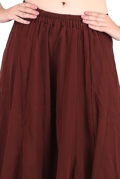 Image of Kvish Regular Loose Fit Solid Colour Georgette Flared Sharara Palazzo for Women