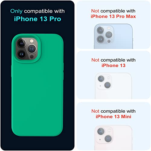 Otofly Iphone 13 Pro Case,[Military Grade Drop Protection] [Anti-Scratch Microfiber Lining] Silicone Shockproof Protective Phone Case Slim Thin Cover 6.1 Inch, Emerald Green #TOP1