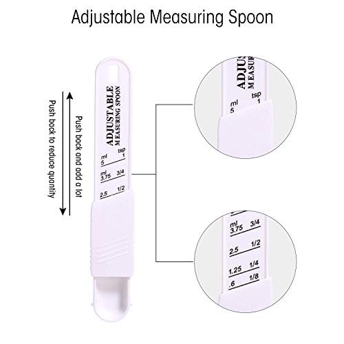 Nvted 2 Pcs Adjustable Measuring Spoon Set, Measuring Dry/Liquid Ingredients,Metering Spoon For Baking,Cooking,Powder (White) #TOP1