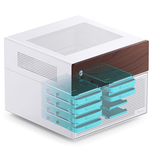 Caja NAS Jonsbo N4 White Micro Tower elegante color blanco para almacenamiento doméstico 5