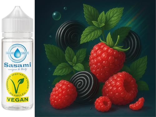 Raspberry Noir Sasami arôme vegan 100 ml au profil unique framboise menthe noire