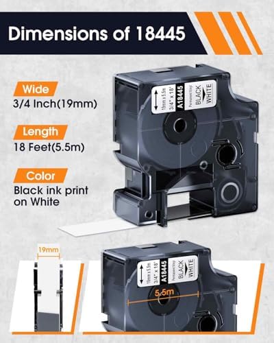 Replace for Dymo Rhino 4200 5200 Labels 18445 Permanent Polyester Refills - 2
