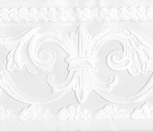 1 rollo de papel tapiz Concord con textura vintage estilo victoriano para dormitorio, sala de estar, sótano, blanco, tamaño 5.25 x 15 pies, A79800F (1) Cover