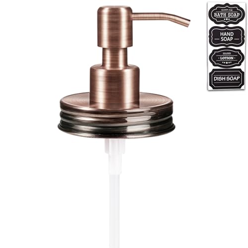 Image of Amolliar Mason Jar Liquid Soap Dispenser Lid, Copper 1 Pack, 16oz Soap Pump