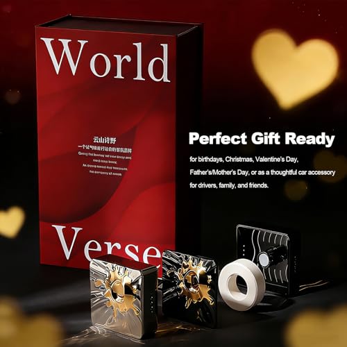 Image of Magnetic Car Air Freshener Vent Clip, Black Gold Zinc Alloy Car Diffuser for Vehicle Interior Decor Gift