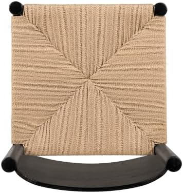 Miniatura 6 de Juego de 2 sillas de comedor de madera con asiento de cuerda de papel, sillas de cocina sin brazos, sillas de escritorio para comedor, sala de