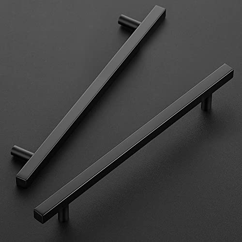 Image of Ravinte 15 Pack 10 inch Square Cabinet Pulls Matte Black Stainless Steel Kitchen Cupboard Dresser Handles Cabinet Handles 10 inch Length, 7-1 /2 inch Hole Center