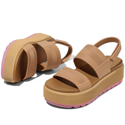 Image of Lovee Cosee Platform Water Sandals for Women Chunky Wedge Lug Sole Comfortable Waterproof Summer Walking Beach Shoes
