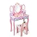 HXXXIN Simulation en Bois pour Enfants Coiffeuse Jouet Fille Anniversaire Jouer Maison Cadeau Grande Coiffeuse Jeu De Rôle,2