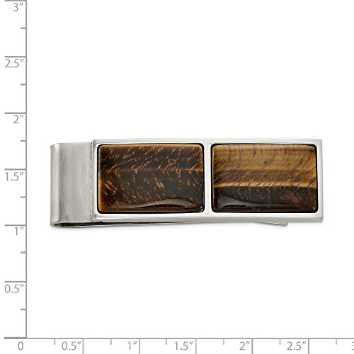 Bonyak Jewelry Chisel Stainless Steel Polished Tiger's Eye Money Clip in Stainless Steel3