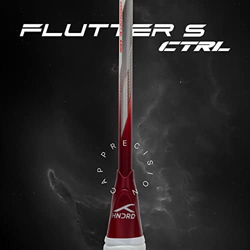 Image of Hundred Flutter S CTRL Carbon Fibre Strung Badminton Racket with Full Racket Cover for Intermediate Players