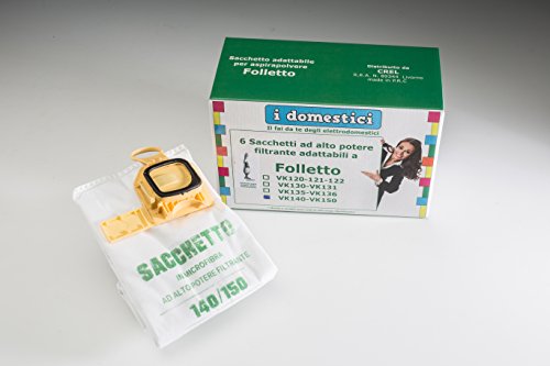 6 SACCHI IDOMESTICI ADATTABILI PER VORWERK FOLLETTO VK 140-150 + PROFUMINI