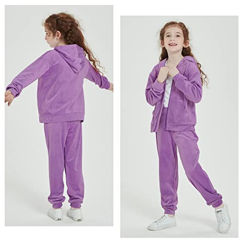 Tracksuit For Girls Velour Sports Suit Hooded Teen Sweatshirt Little Girls Tracksuit Set Pants Casual Suit 4T-12T3