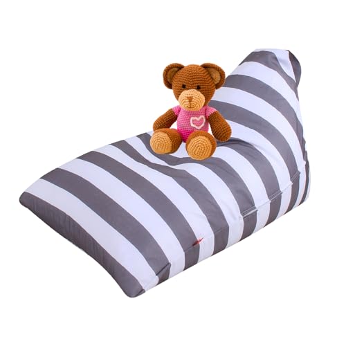 Kaslaider Funda de Puf para Silla de Puf, Puf de Peluche Suave Plegable Silla Sofá Cubierta, Puf de Almacenamiento de Animales de Peluche para Niños Adultos, Solo Cubierta (Blanco grisáceo)